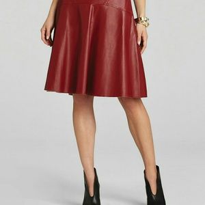 BCBGMAXAZRIA Merlot Leather Skirt